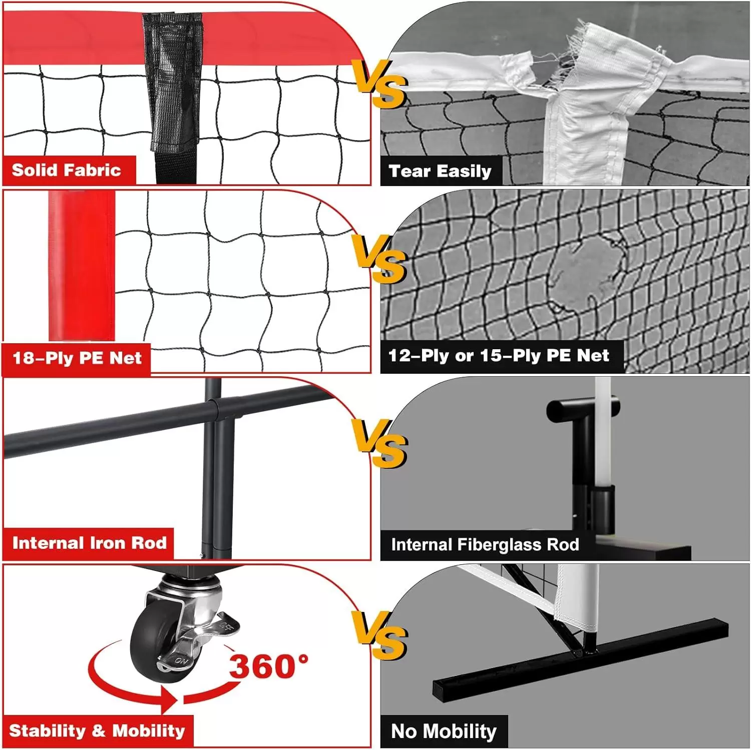 Red de pr&aacute;ctica de pickleball de 22 x 3 pies I
