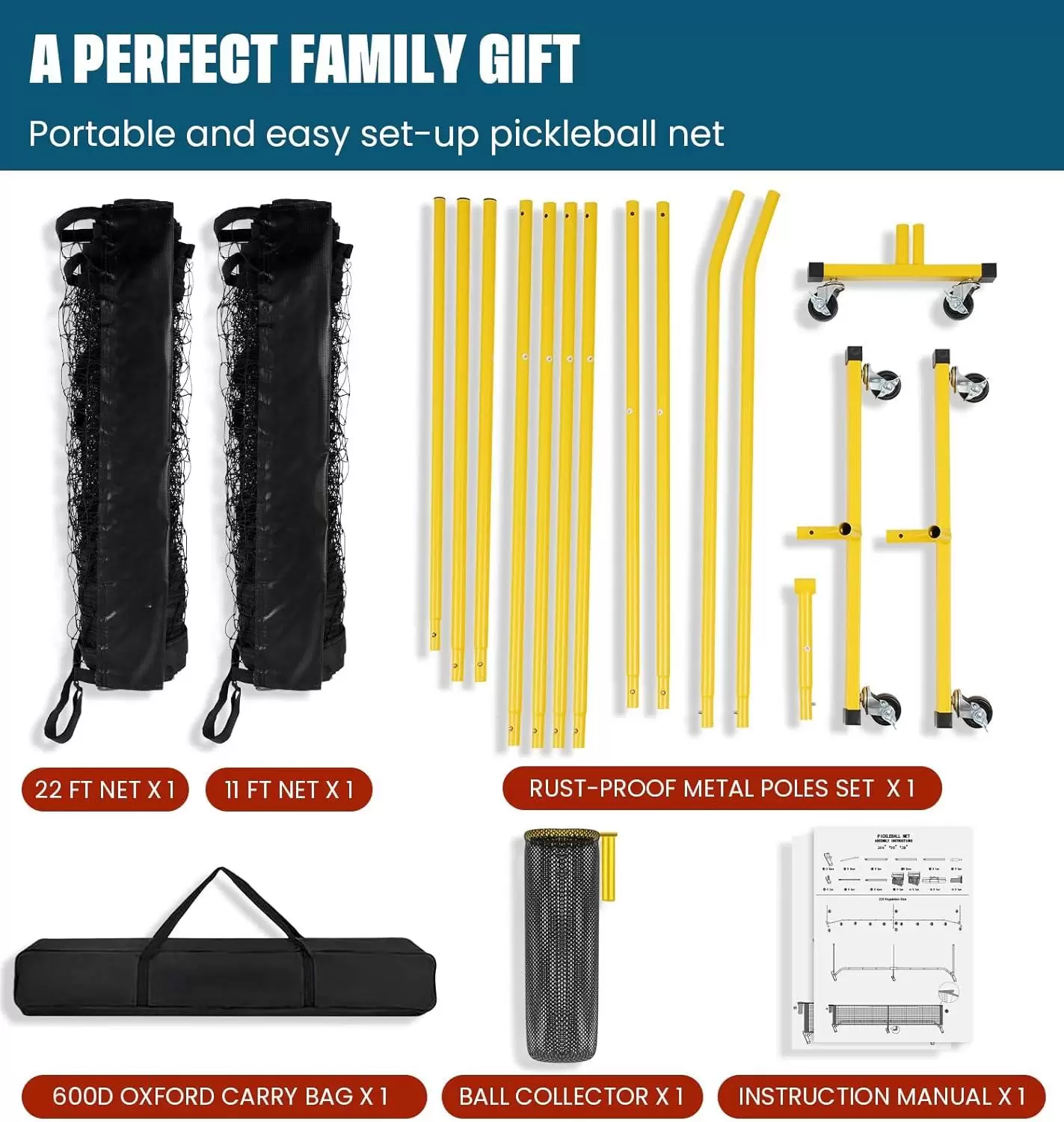 Red de pr&aacute;ctica de pickleball de 22 x 3 pies II