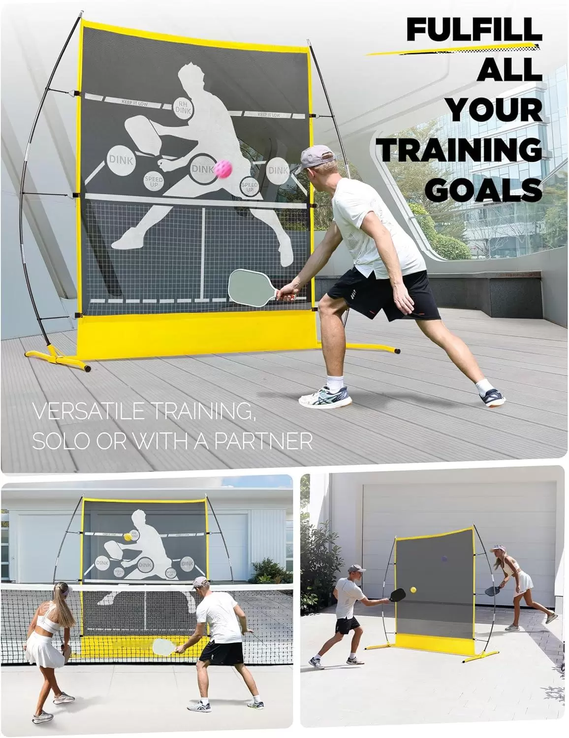 Red de rebote para pickleball 2 en 1 de 6 x 6 pies