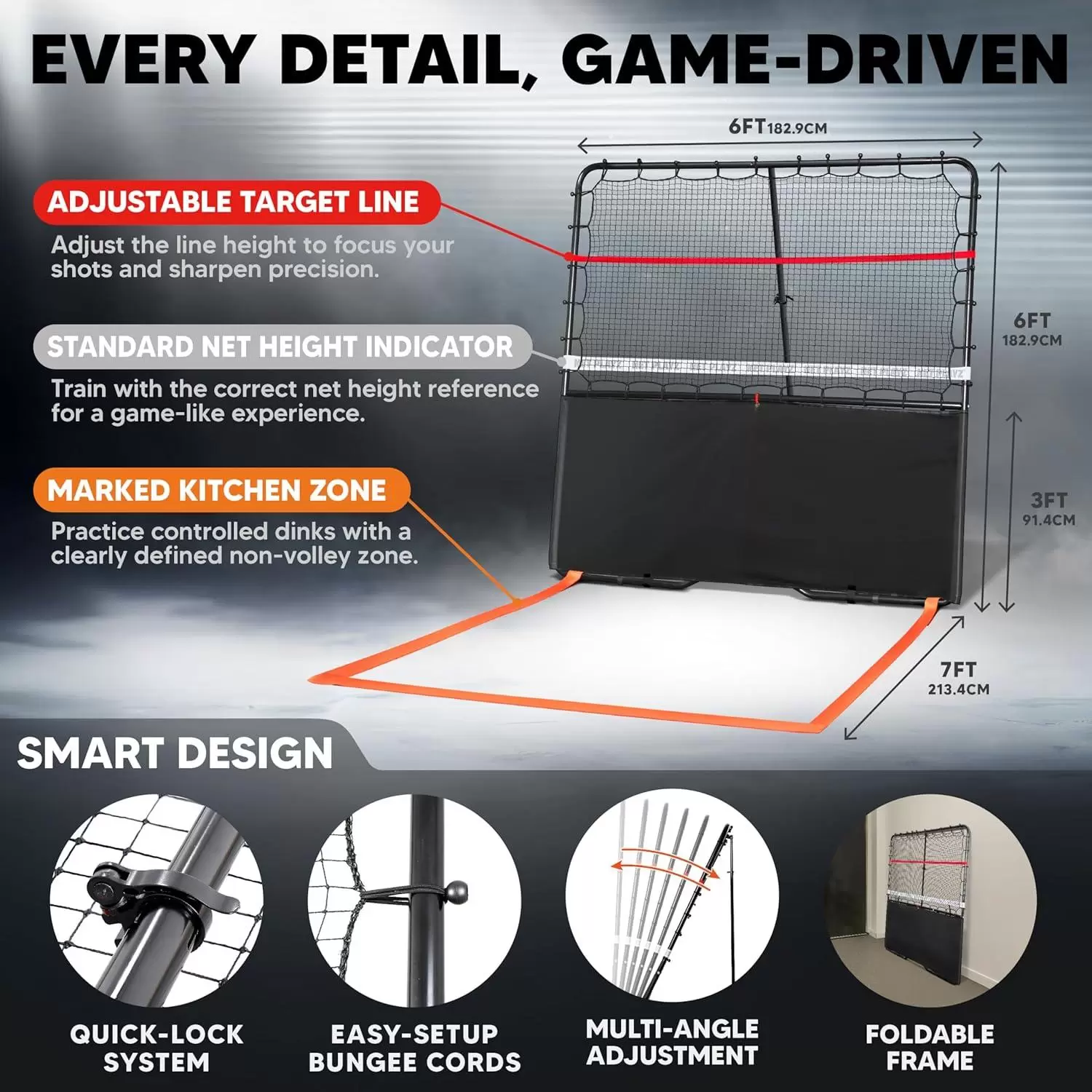 Tubo de acero de 6*6 pies 2 en 1 para pickleball III