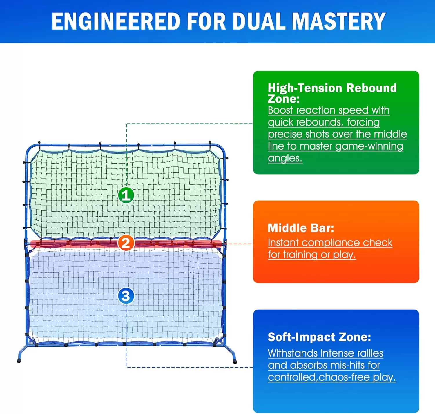 Tubo de acero 2 en 1 para pickleball de 5,8 x 5,4 pies