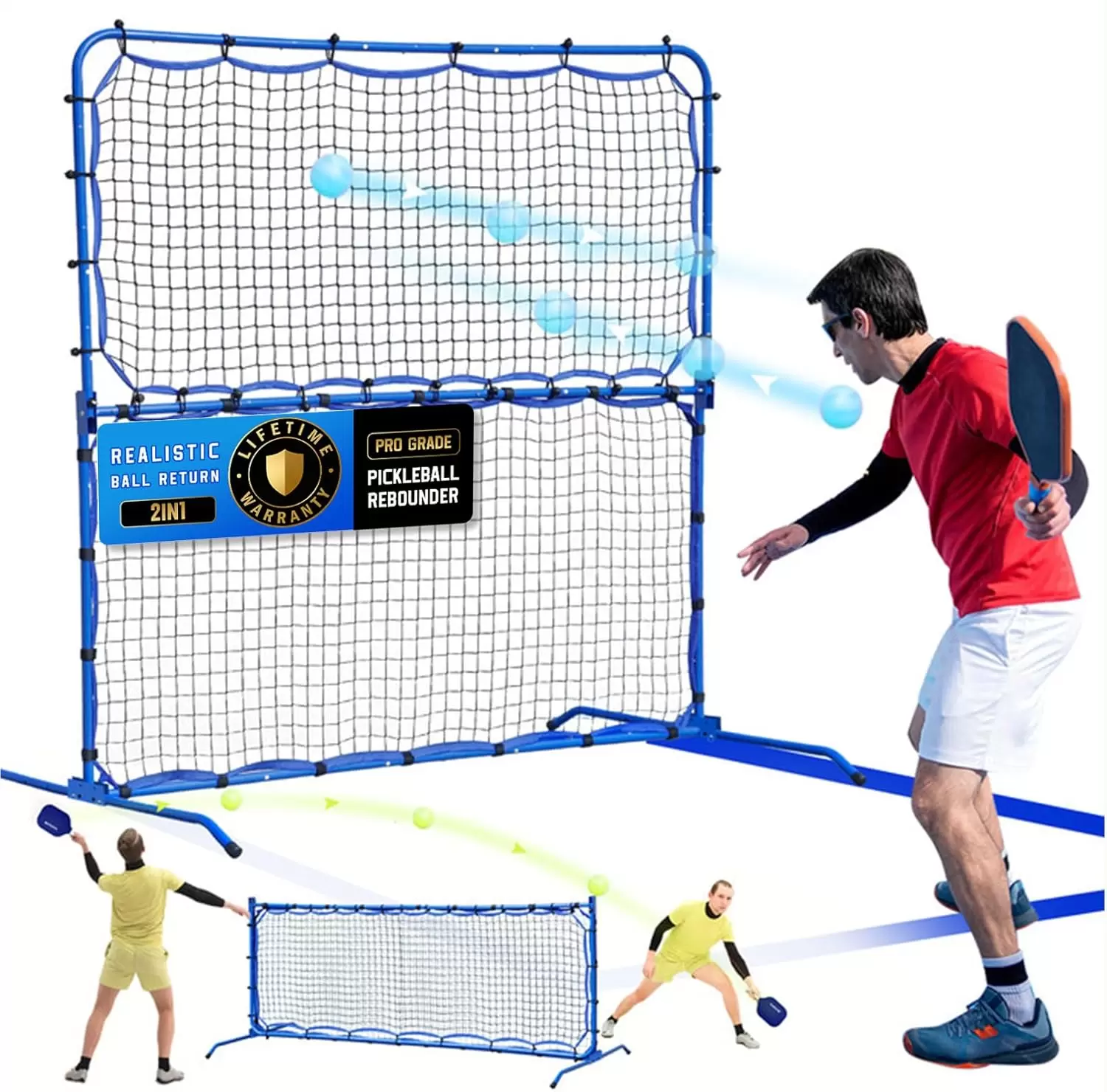 Tubo de acero 2 en 1 para pickleball de 5,8 x 5,4 pies