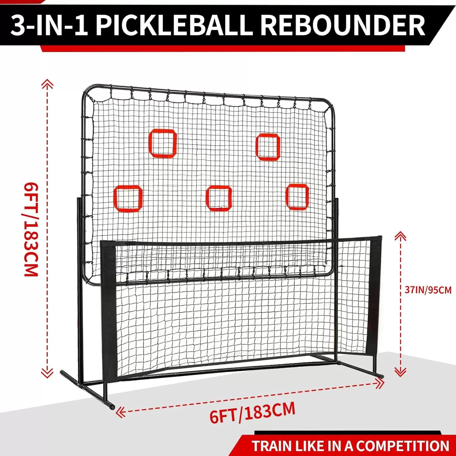 Tubo de acero de 6 x 6 pies, 2 en 1, para pickleball IV