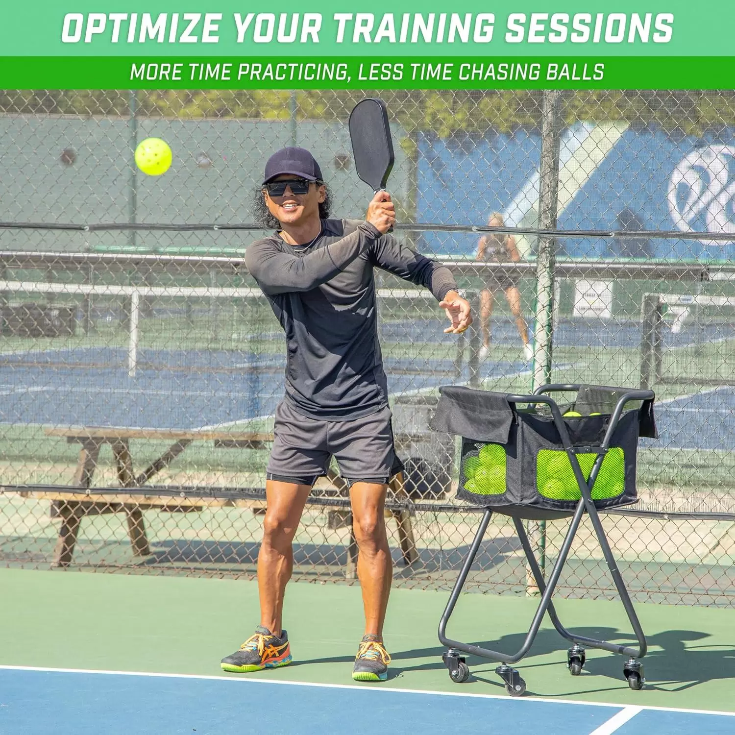 Carro de almacenamiento para entrenamiento de pickleball/tenis