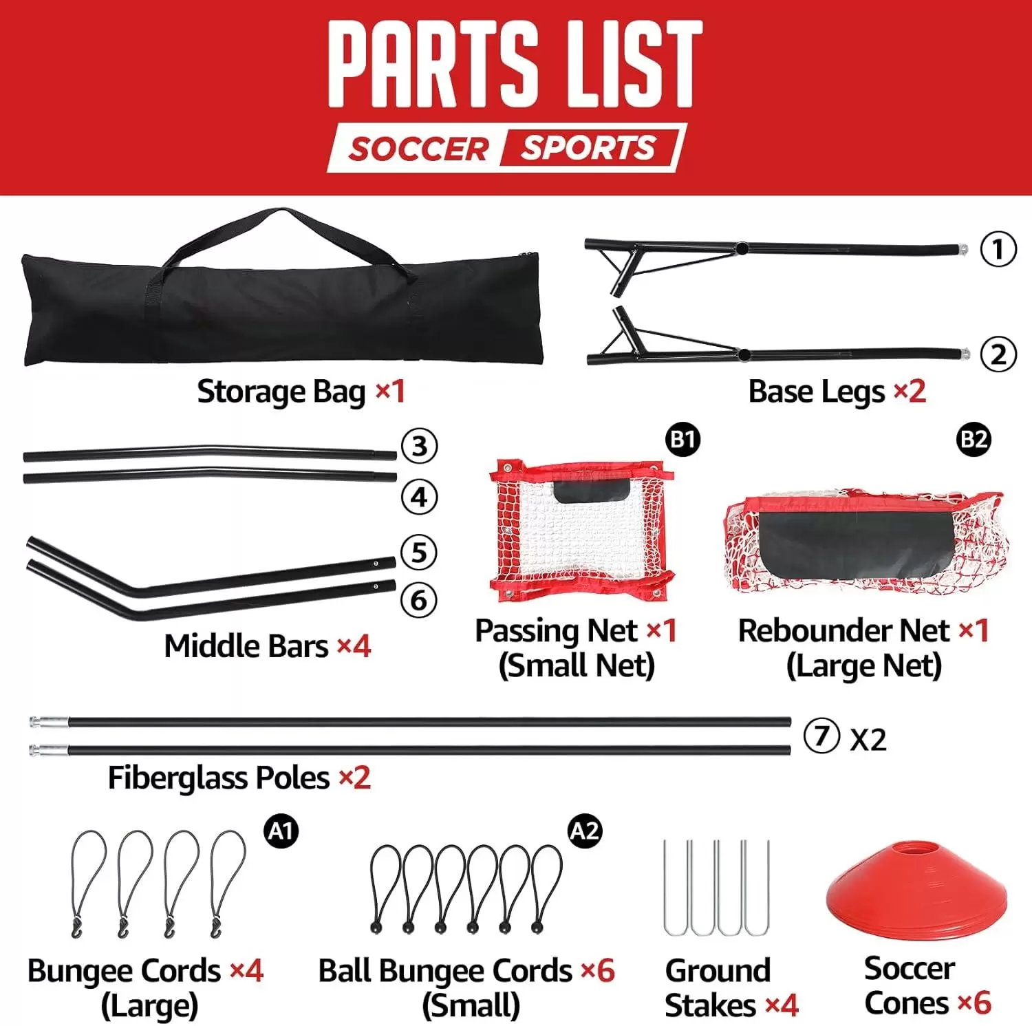 Red de rebote de doble cara para f&uacute;tbol, ​​con dise&ntilde;o alto y bajo.