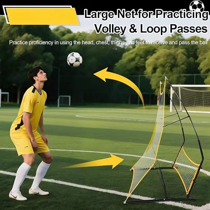 Red de rebote de doble cara para f&uacute;tbol, ​​con dise&ntilde;o alto y bajo.