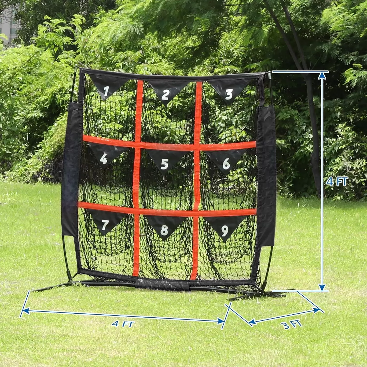 Red de pr&aacute;ctica de b&eacute;isbol de 9 hoyos, 4x4 pies