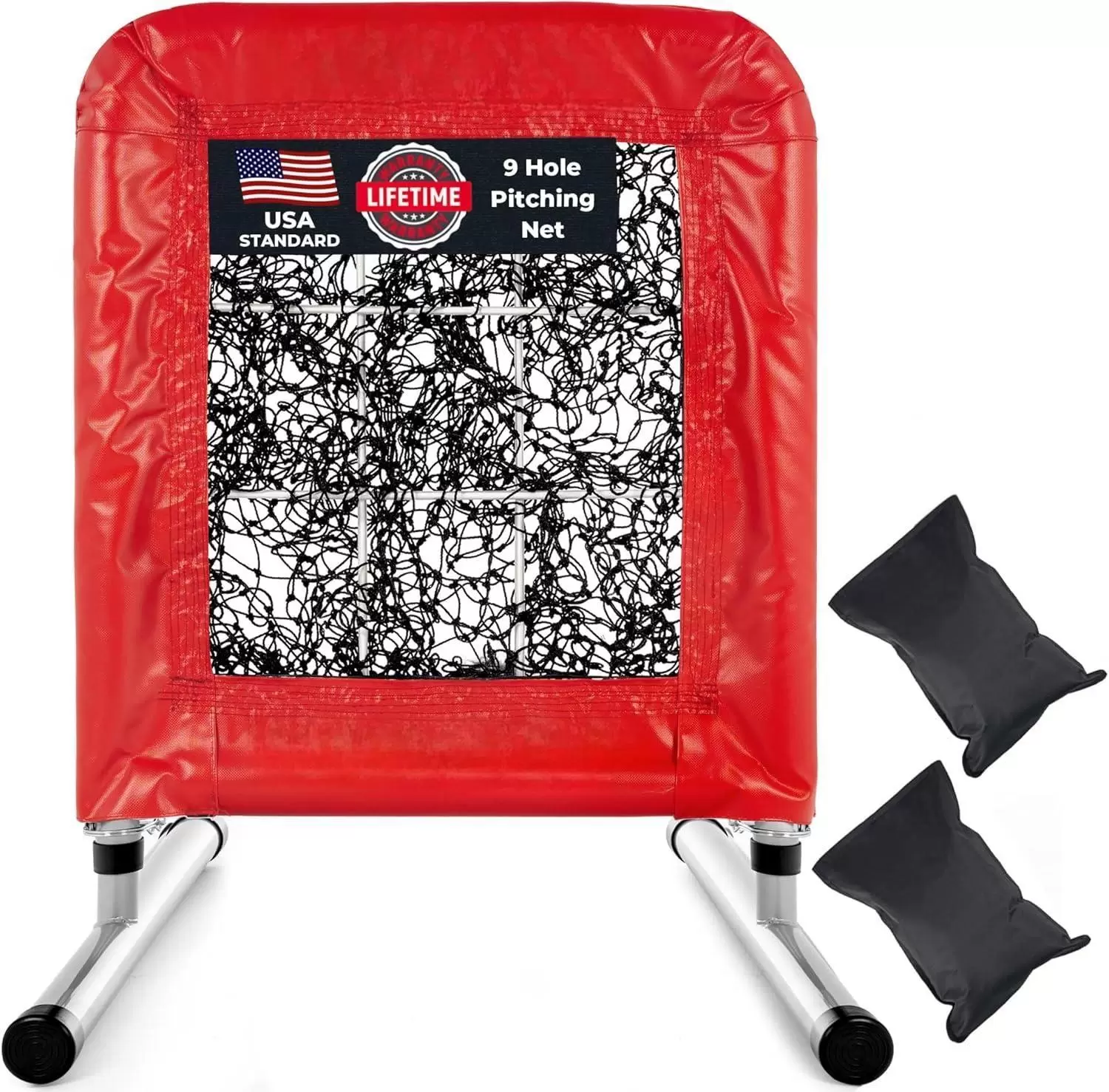 Red de lanzamiento de b&eacute;isbol y s&oacute;ftbol estilo profesional de 9 agujeros