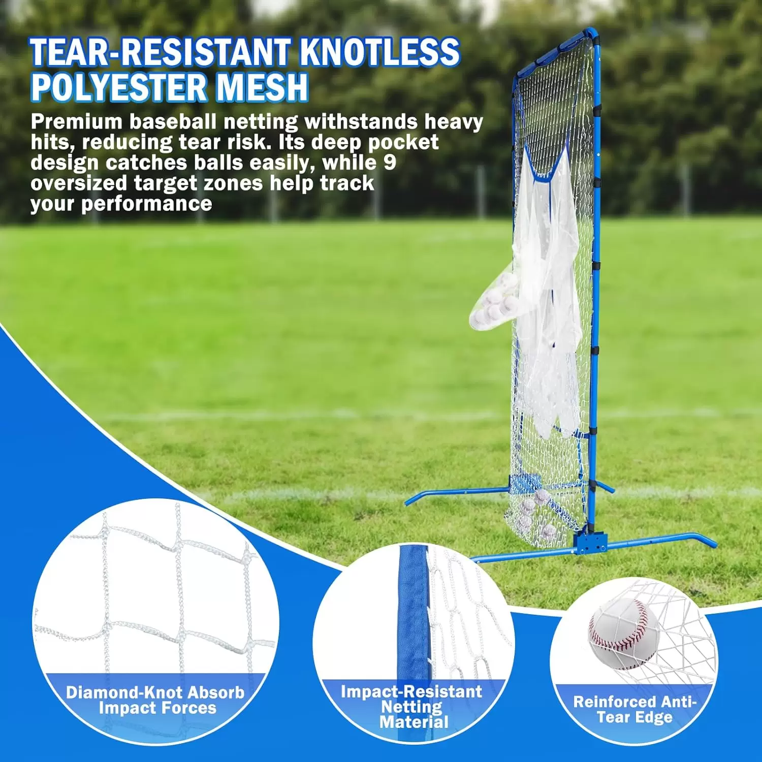 Red de lanzamiento de 9 agujeros para b&eacute;isbol y softbol