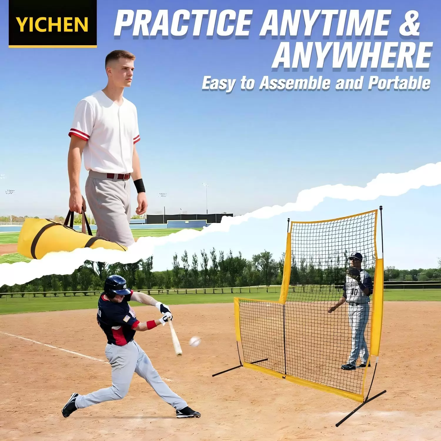 Red de pr&aacute;ctica de b&eacute;isbol en forma de L