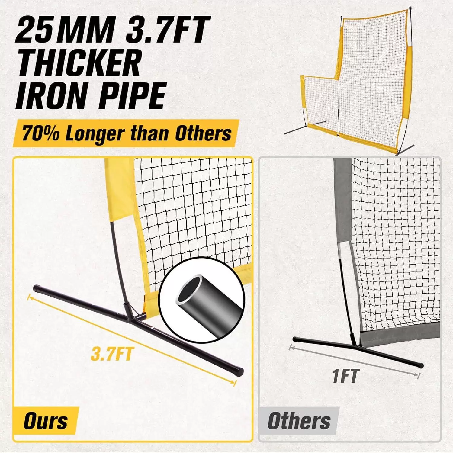 Red de pr&aacute;ctica de b&eacute;isbol en forma de L