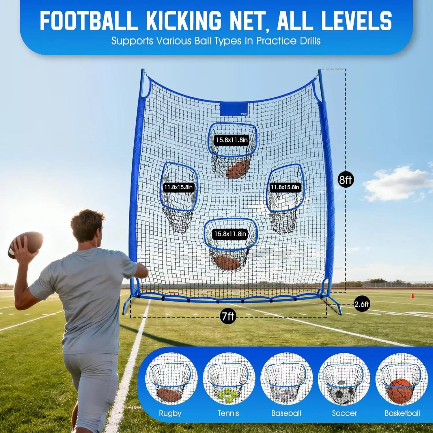 Red de pr&aacute;ctica de lanzamiento de rugby IV