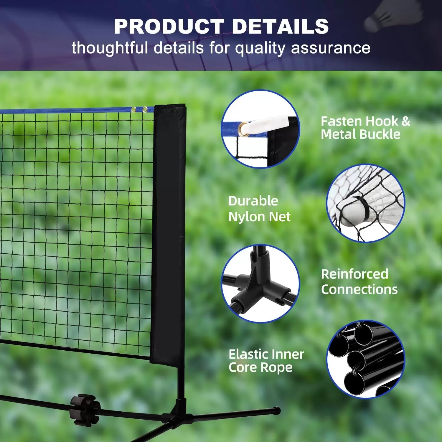 Red de pr&aacute;ctica plegable y port&aacute;til 2 en 1 para b&aacute;dminton y pickleball