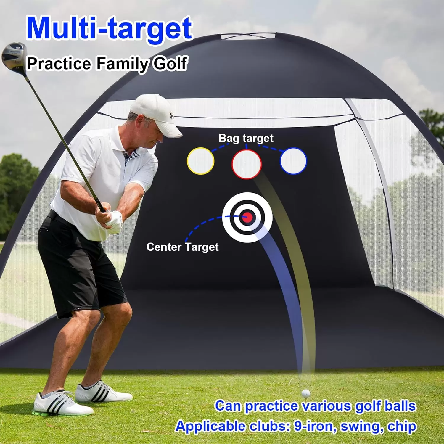 Red de pr&aacute;ctica de golf estilo tienda de campa&ntilde;a &Iota;