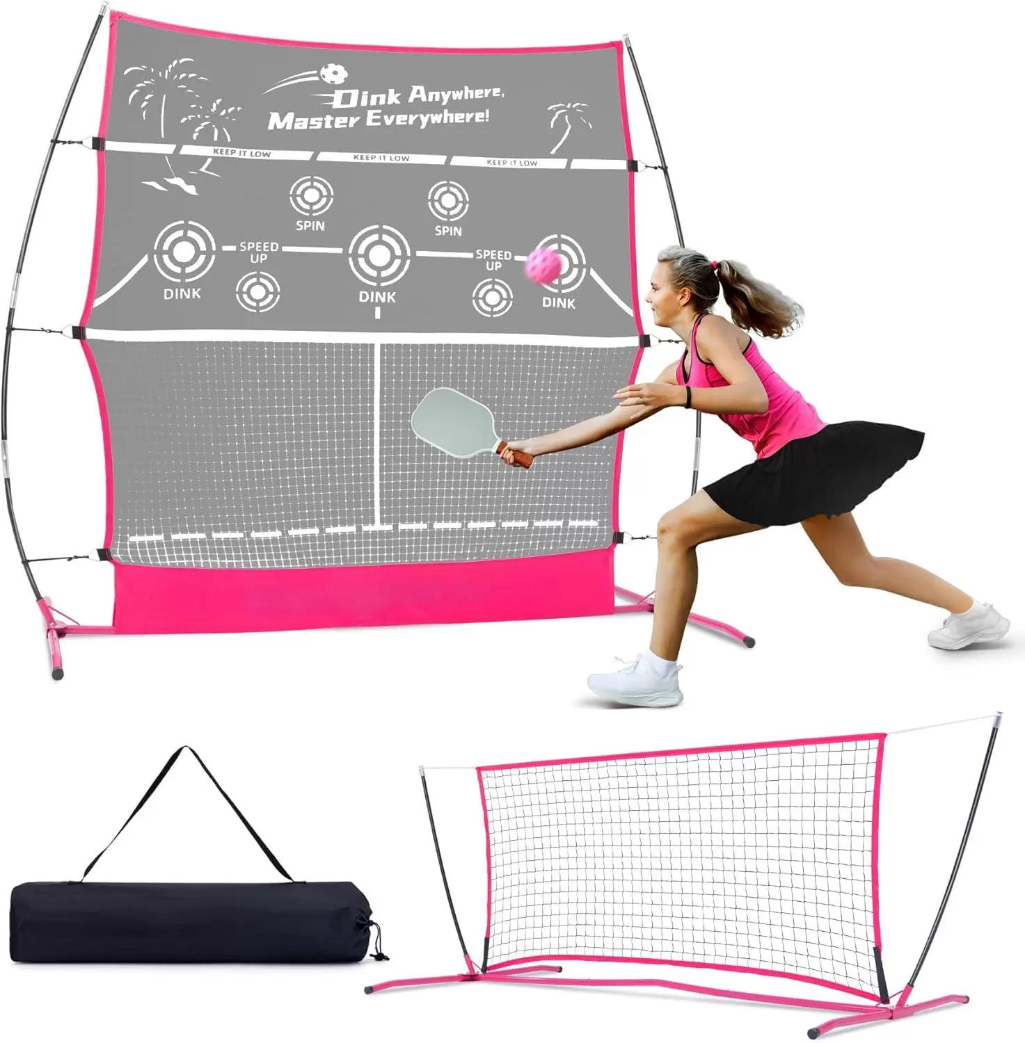 Red de rebote para pickleball 2 en 1 de 6 x 6 pies
